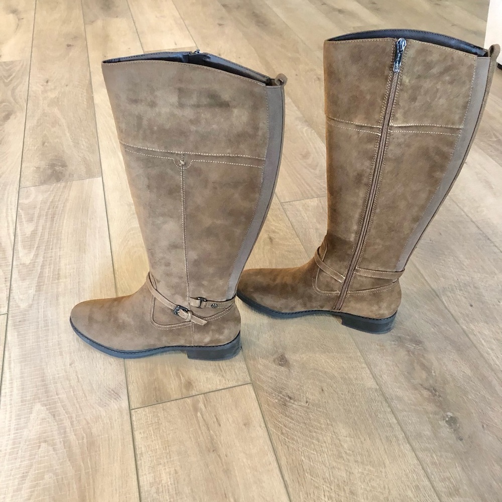 ✨SOLD✨New Suede Tan Leather Upper Knee High Riding Boots